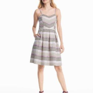 White House Black Market NWT Cocktail Party Linen Stripe Cocktail Party Dress